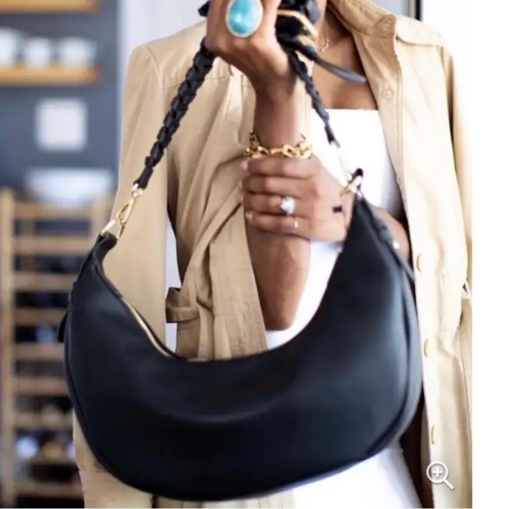 Jules Kae Zola Moon Hobo Shoulder Bag. NWT. Black Vegan Leather. Large #376 - Picture 3 of 13